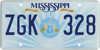 MS license plate ZGK328