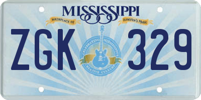 MS license plate ZGK329