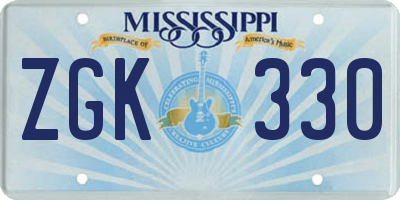 MS license plate ZGK330