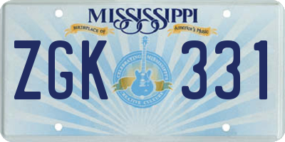 MS license plate ZGK331