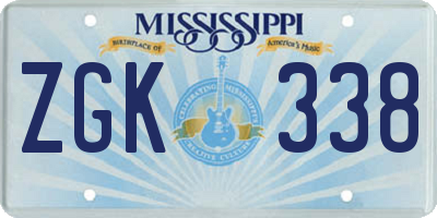MS license plate ZGK338