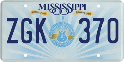 MS license plate ZGK370