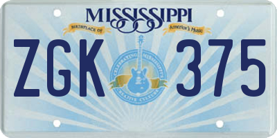 MS license plate ZGK375