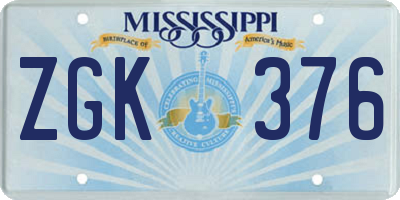 MS license plate ZGK376