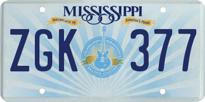 MS license plate ZGK377