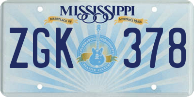 MS license plate ZGK378