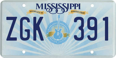 MS license plate ZGK391