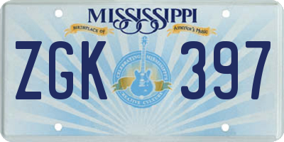 MS license plate ZGK397