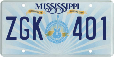 MS license plate ZGK401