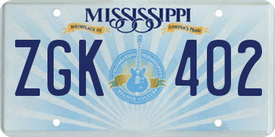 MS license plate ZGK402
