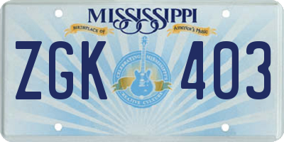 MS license plate ZGK403