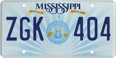 MS license plate ZGK404