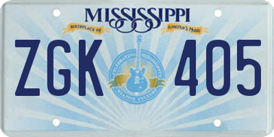 MS license plate ZGK405