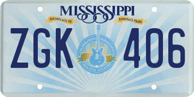 MS license plate ZGK406