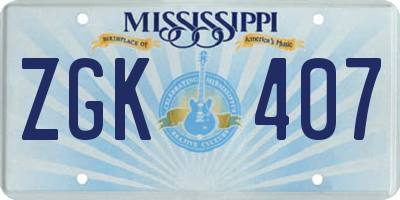 MS license plate ZGK407
