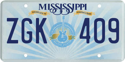 MS license plate ZGK409