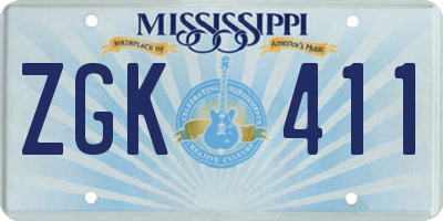 MS license plate ZGK411