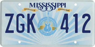 MS license plate ZGK412