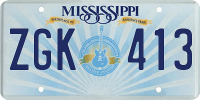 MS license plate ZGK413
