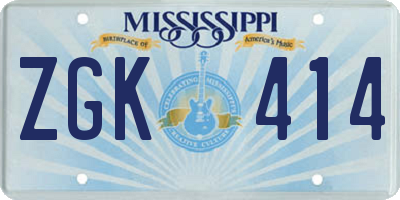 MS license plate ZGK414