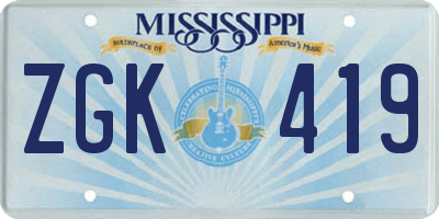 MS license plate ZGK419