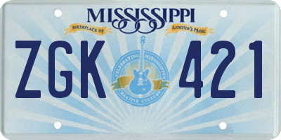 MS license plate ZGK421