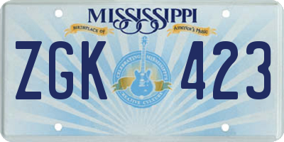 MS license plate ZGK423