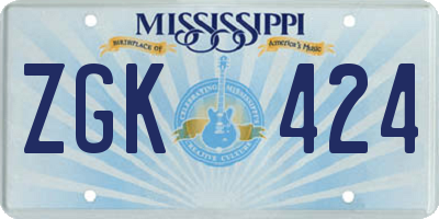 MS license plate ZGK424