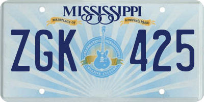 MS license plate ZGK425