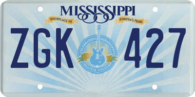 MS license plate ZGK427