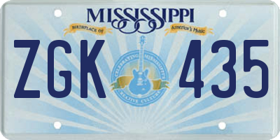 MS license plate ZGK435