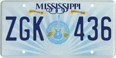 MS license plate ZGK436