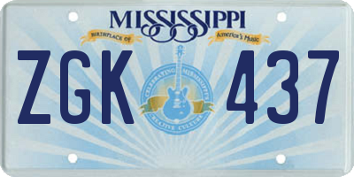 MS license plate ZGK437