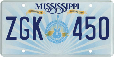 MS license plate ZGK450