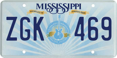 MS license plate ZGK469