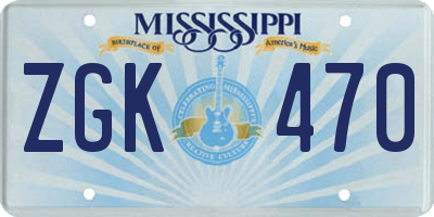 MS license plate ZGK470