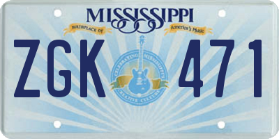 MS license plate ZGK471