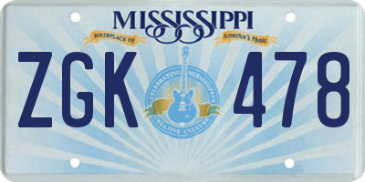MS license plate ZGK478