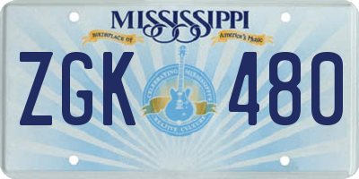 MS license plate ZGK480