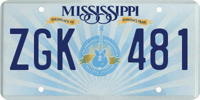 MS license plate ZGK481