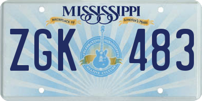 MS license plate ZGK483