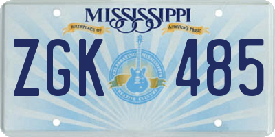 MS license plate ZGK485