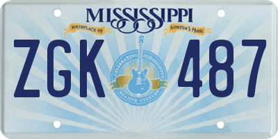 MS license plate ZGK487