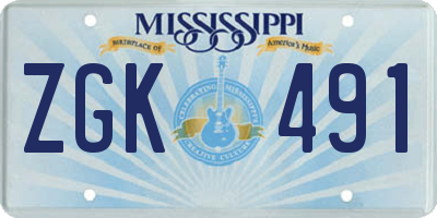 MS license plate ZGK491