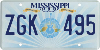 MS license plate ZGK495