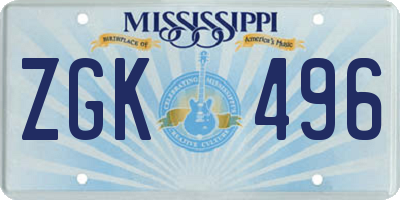 MS license plate ZGK496