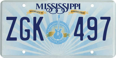 MS license plate ZGK497