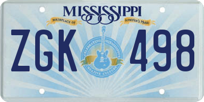 MS license plate ZGK498