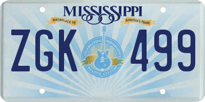 MS license plate ZGK499