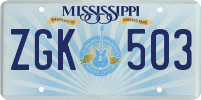 MS license plate ZGK503